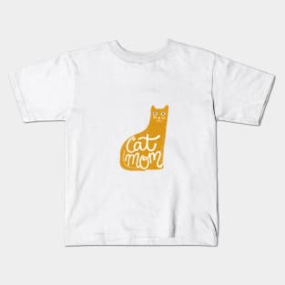 Cat Mom in Mustard Yellow Kids T-Shirt